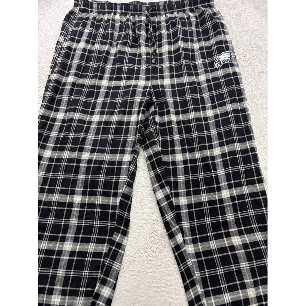 NFL Team Apparel Philadelphia Eagles Plaid Pajama Pants Mens 3XL Black White